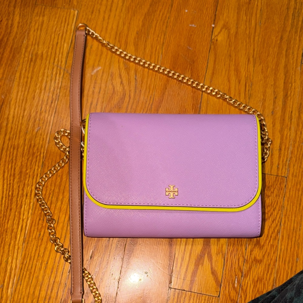 Tory Burch Lavender and Gold Crossbody Bag